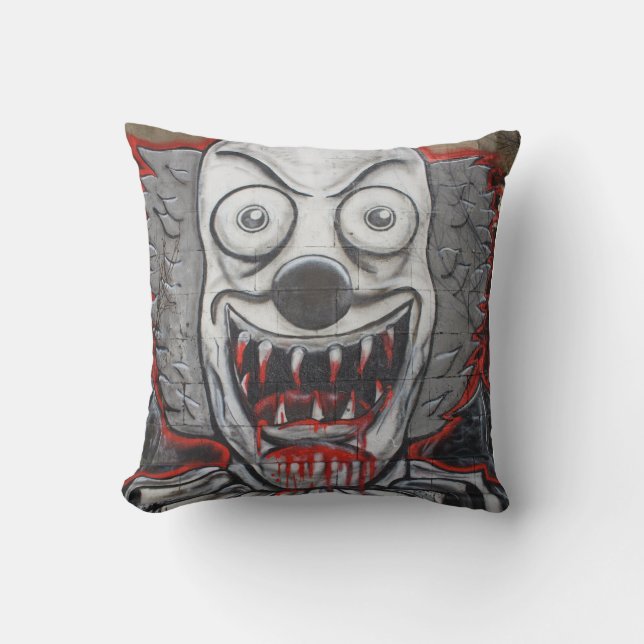 Creepy Clown Throw Pillow (Front)