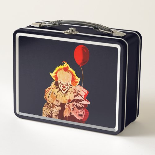 Creepy Clown With Balloon Metal Lunch Box