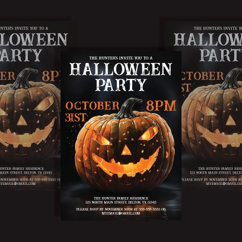 Creepy Cool Jack_o_Lantern Halloween Party Invitation