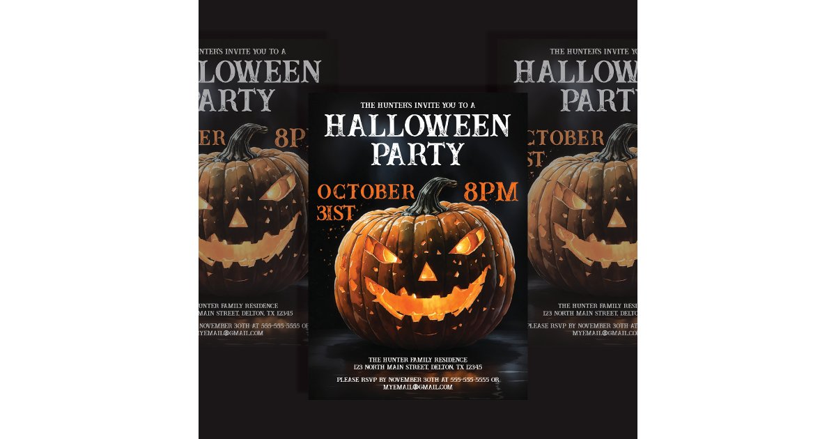 Creepy Cool Jack-o'-Lantern Halloween Party Invitation | Zazzle