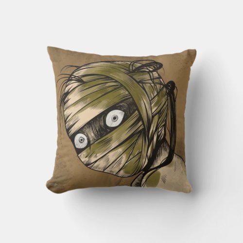 Creepy Cool Mummy Monster Girl Zombie Throw Pillow
