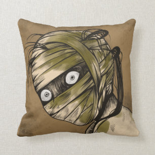 Creepy Cool Mummy Monster Girl Zombie Throw Pillow