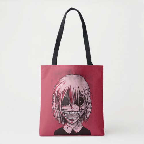 Creepy Cool Red and Black Girl Zombie Tote Bag