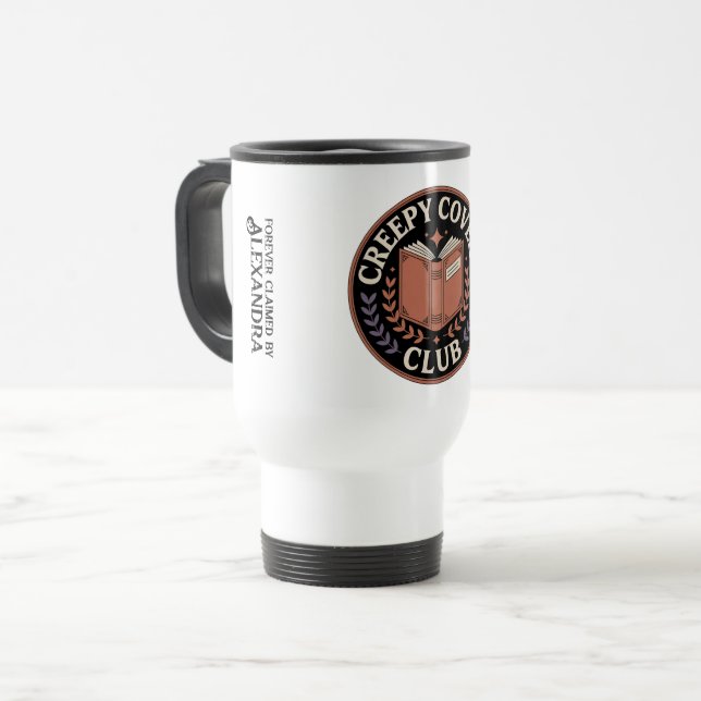 Creepy Covers Club Personalized for Book Lovers Travel Mug (Front Left)