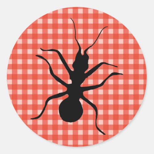 Creepy Crawly Ant Plaid Tablecloth Classic Round Sticker