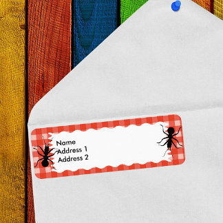Creepy Crawly Ant Plaid Tablecloth Label