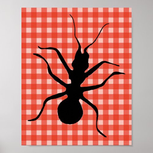 Creepy Crawly Ant Plaid Tablecloth Original Art Poster