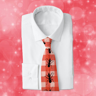 Creepy Crawly Ants Plaid Tablecloth Neck Tie