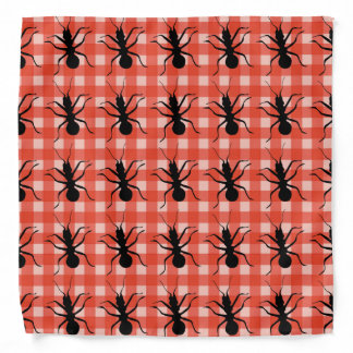 Creepy Crawly Marching Black Ant Plaid Tablecloth Bandana