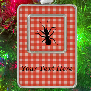 Creepy Crawly Marching Black Ant Plaid Tablecloth Christmas Ornament