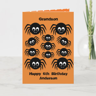 Creepy Crawly Spiders Grandson Birthday Halloween Card