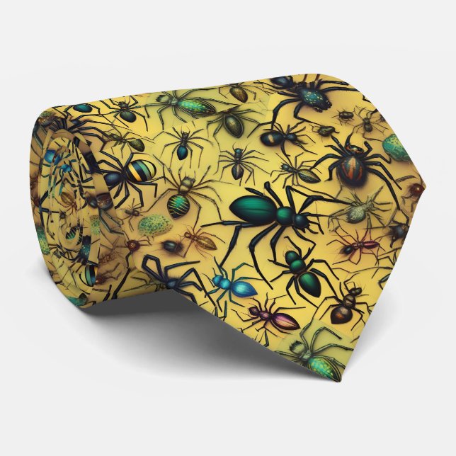Creepy Crawly Spiders, Neck Tie (Rolled)