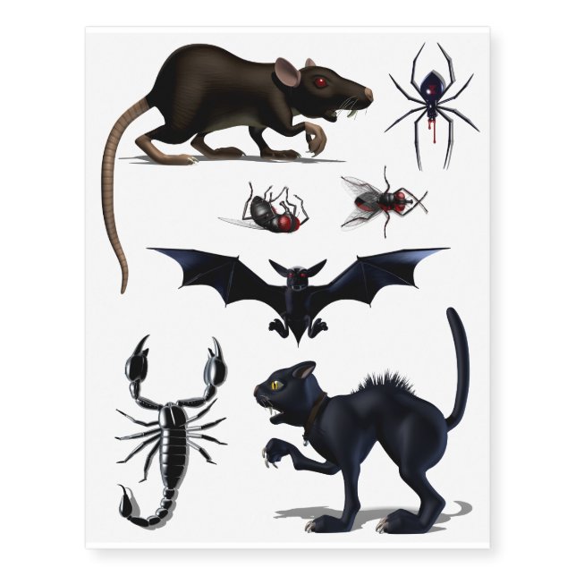 Creepy Creatures Temporary Tattoos (Front)