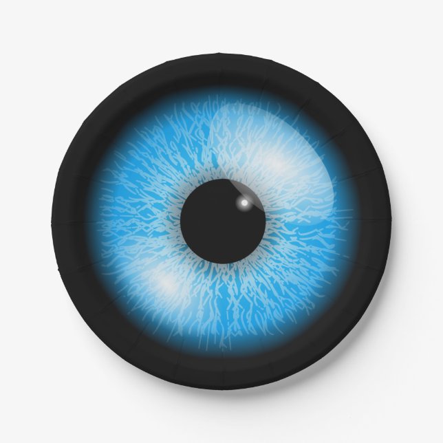 Creepy Creepy Blue Eyeball Halloween Paper Plates (Front)