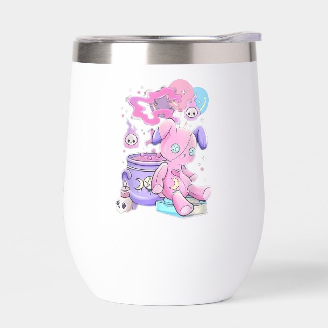 Creepy Cute Aesthetic T-Shirt Spooky Cute Graphic  Thermal Wine Tumbler (Left)