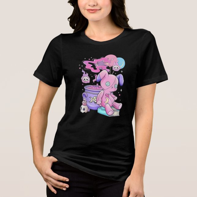 Creepy Cute Aesthetic T-Shirt Spooky Cute Graphic  Tri-Blend Shirt (Front)