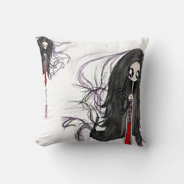 Creepy Cute and Artsy Throw Pillow (Front)