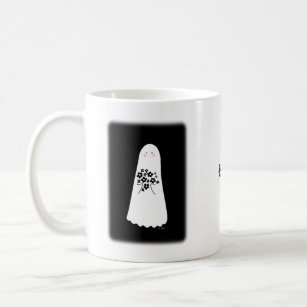 Creepy Cute blushing Ghost Custom Name Goth Art Coffee Mug