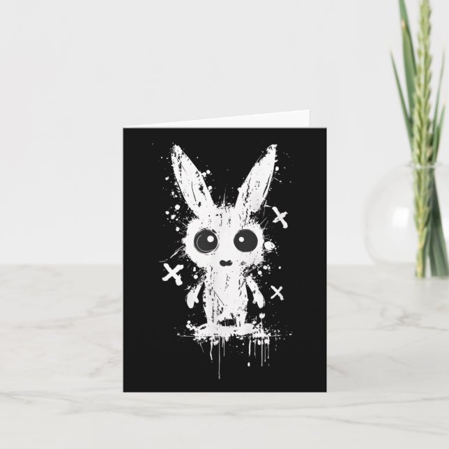 Creepy Cute Bunny Rabbit Alt Goth Grunge Horror Ae Card (Front)