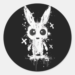 Creepy Cute Bunny Rabbit Alt Goth Grunge Horror Ae Classic Round Sticker