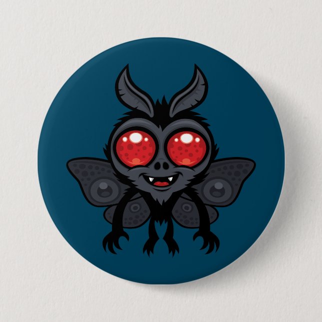 Creepy Cute Cryptid Mothman Monster Button (Front)