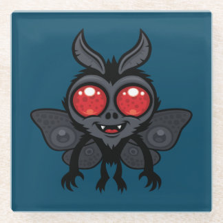 Creepy Cute Cryptid Mothman Monster Glass Coaster