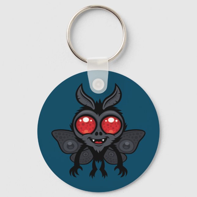 Creepy Cute Cryptid Mothman Monster Keychain (Front)