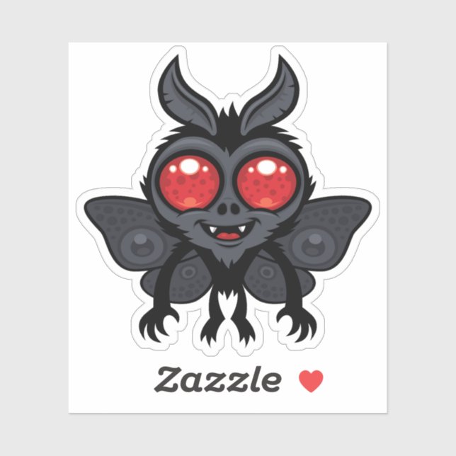 Creepy Cute Cryptid Mothman Monster Sticker (Sheet)