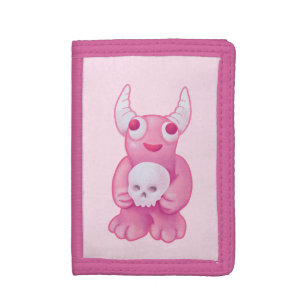 Creepy Cute Demon Pink Skull Pastel Goth Girl Trifold Wallet