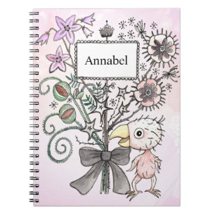 Creepy Cute Goth Bird Customizable Name or Title Notebook