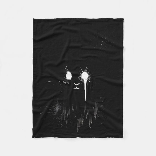 Creepy Cute Goth Bunny Horror Rabbit Sketch Alt Ng Fleece Blanket (Front)