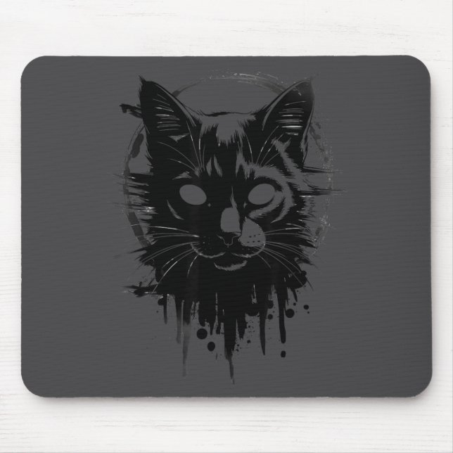 Creepy Cute Goth Cat Horror Kitty Sketch Alt Nge E Mouse Pad (Front)
