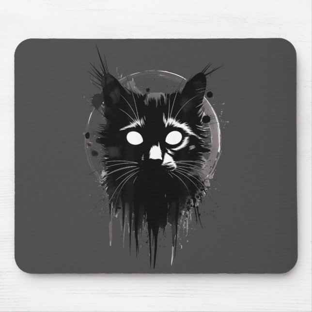 Creepy Cute Goth Cat Horror Kitty Sketch Alt Nge E Mouse Pad (Front)