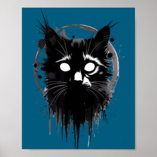 Creepy Cute Goth Cat Horror Kitty Sketch Alt Nge E Poster