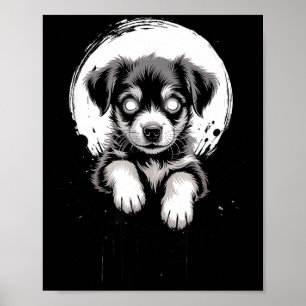 Creepy Cute Goth Dog Horror Puppy Sketch Alt Nge E Poster