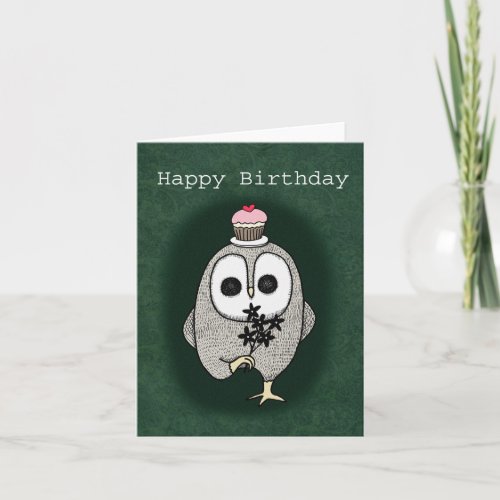 Creepy Cute Goth Owl Weird Happy Birthday  Card