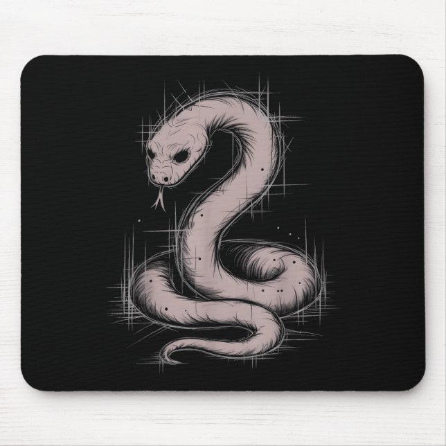 Creepy Cute Goth Python Horror Snake Sketch Alt Ng Mouse Pad (Front)