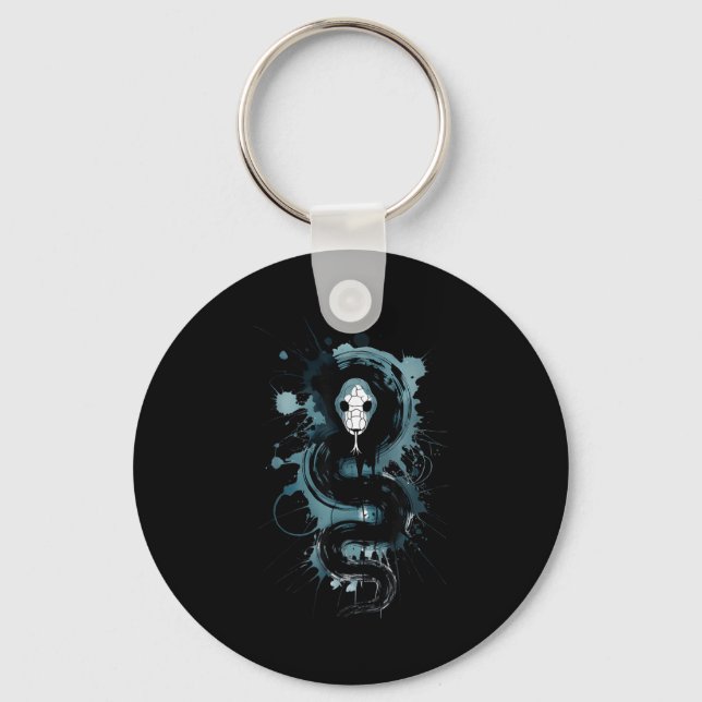 Creepy Cute Goth Snake Horror Snake Sketch Alt Nge Keychain (Front)