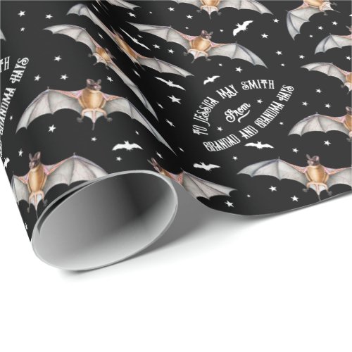 Creepy Cute Gothic Vampire Bats Vintage Halloween  Wrapping Paper