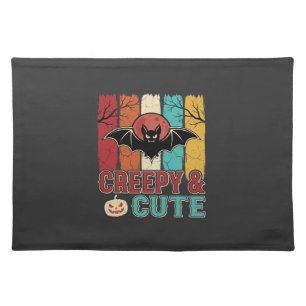 Creepy Cute Halloween Bat Retro Graphic Cloth Placemat