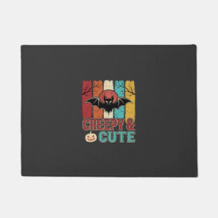 Creepy Cute Halloween Bat Retro Graphic Doormat
