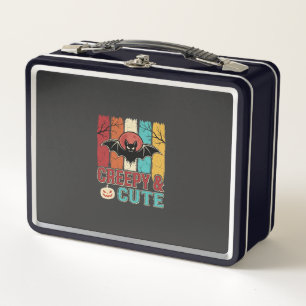 Creepy Cute Halloween Bat Retro Graphic Metal Lunch Box