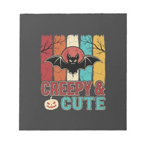 Creepy Cute Halloween Bat Retro Graphic Notepad