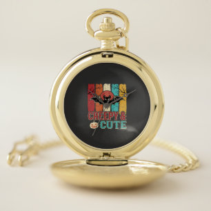 Creepy Cute Halloween Bat Retro Graphic Pocket Watch