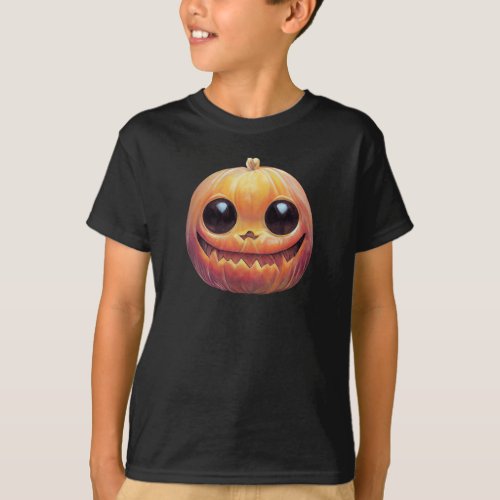 Creepy Cute Halloween Pumpkin Face T_Shirt