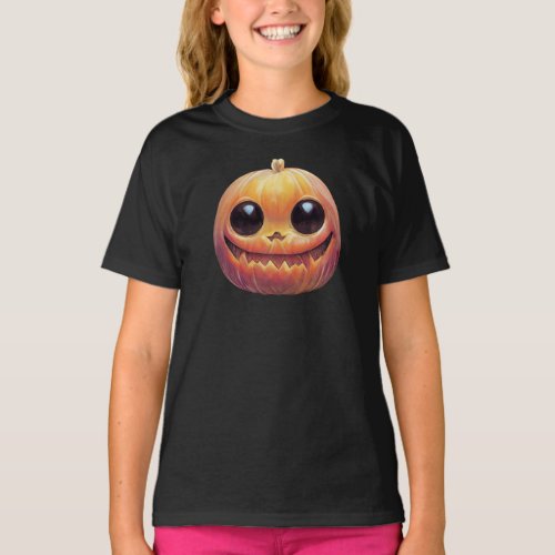 Creepy Cute Halloween Pumpkin Face T_Shirt