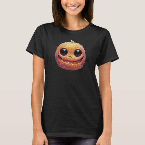 Creepy Cute Halloween Pumpkin Face T_Shirt