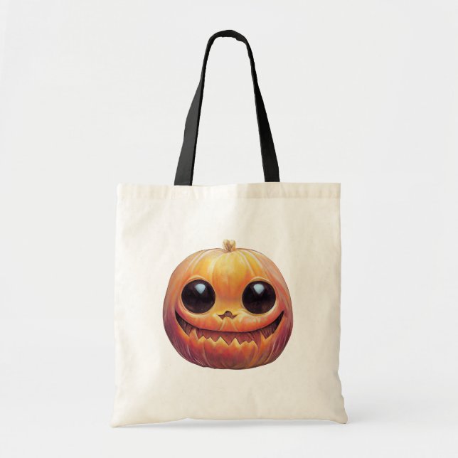 Creepy Cute Halloween Pumpkin Face Tote Bag (Front)