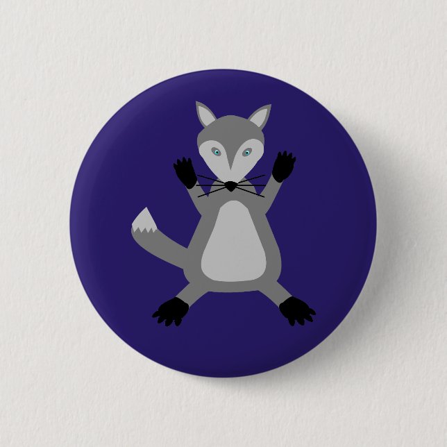 Creepy Cute Halloween Wolf Button (Front)