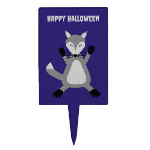 Creepy Cute Halloween Wolf Custom Cake Topper